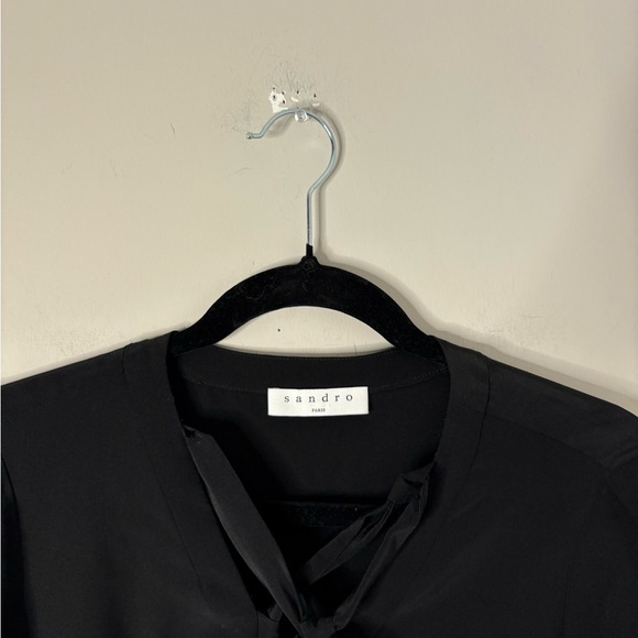 Sandro Black Blouse with Crisscross Neckline - Picture 5 of 6